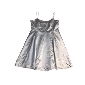 David’s Bridal Jules & Cleo Scoop Neck Short Satin A-line Dress Sz 18 Dusty Sage